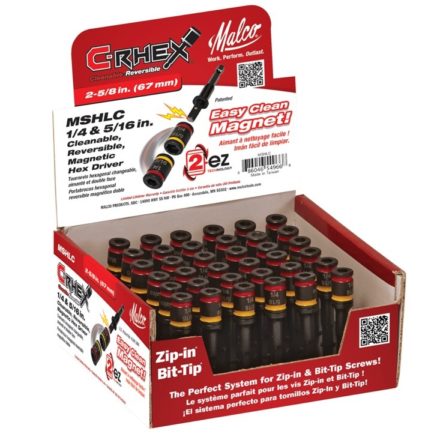 Box of Malco's MSHLC Cleanable Reversible CRex hex drivers